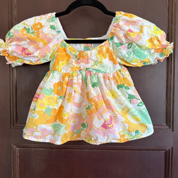 JANIE and JACK | Girl's Cotton Floral Puff Sleeve Party Dress | Size 4 - Picture 1 of 5